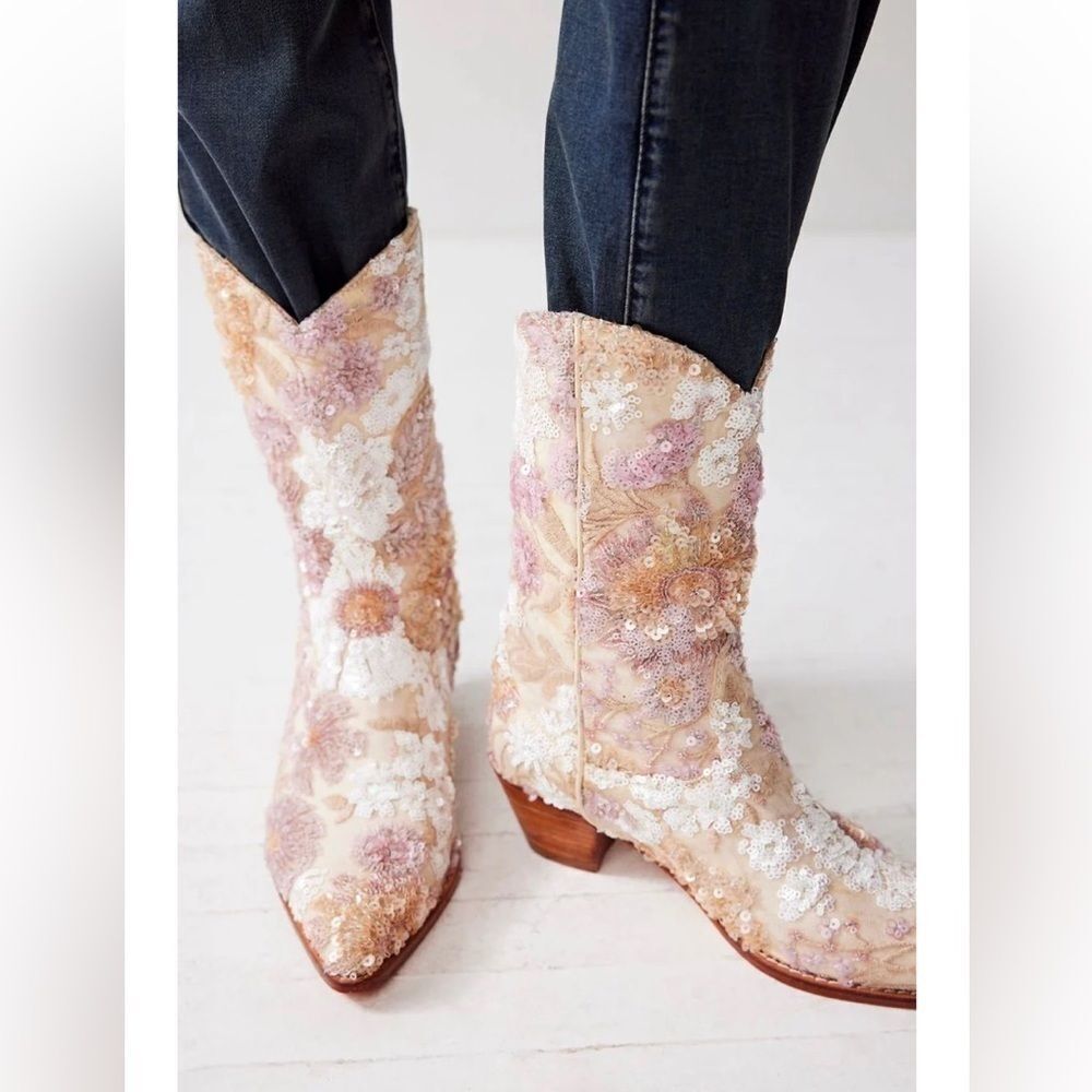 Free People Selina Sequin Embroidered Western Boots